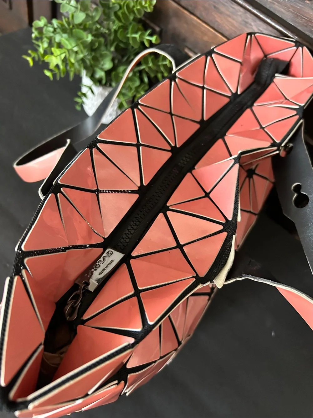 Inspired Geometric Tote Bag in Coral Pink